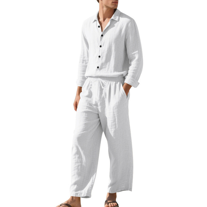 Men's Casual Linen Suit with Elastic Waistband and Comfort Fit Lune London