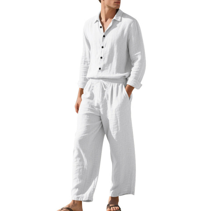 Men's Casual Linen Suit with Elastic Waistband and Comfort Fit Lune London