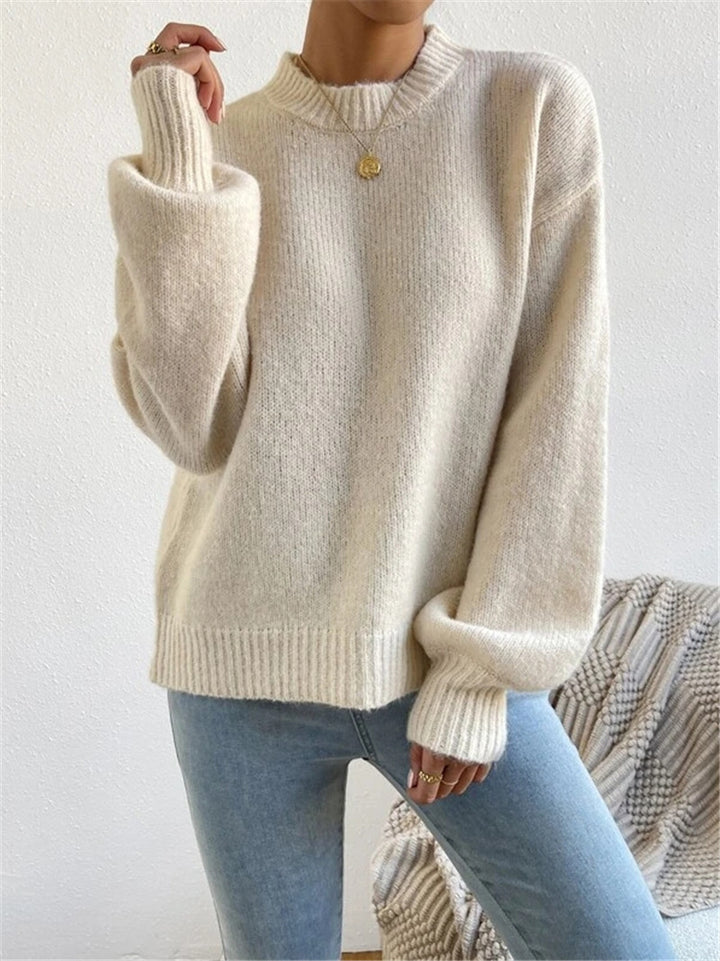 Loose knit sweater for women with high collar and textured design Lune London