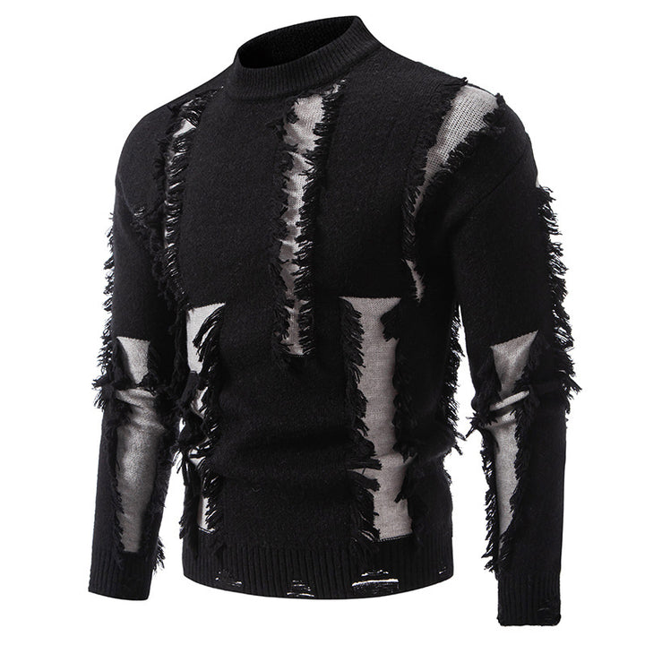 Modern knitted sweater for men with trendy fringes and a unique design Lune London