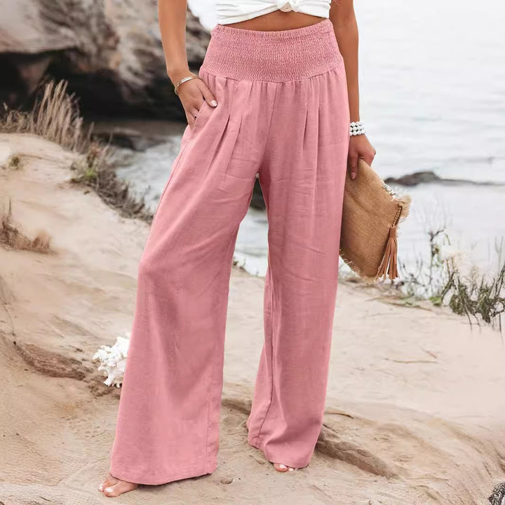Loose summer pants for women with elastic waist and elegant draping Lune London