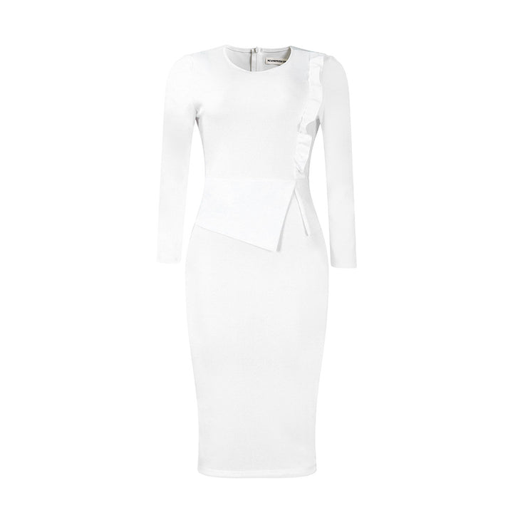Fitted dress for women with long sleeves and ruching Lune London