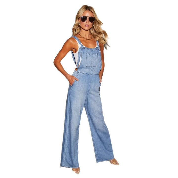 Women’s wide-cut denim overalls with stylish side pockets and casual fit Lune London