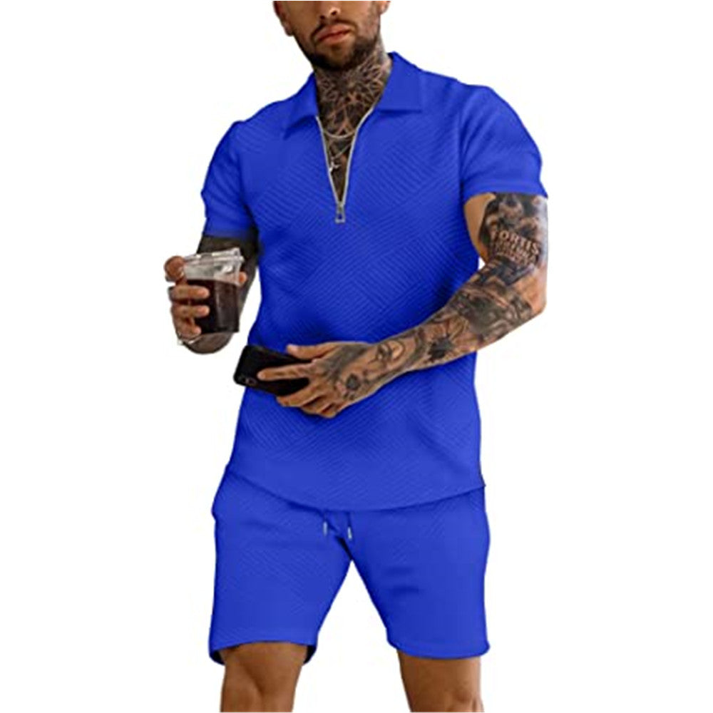 Casual structured zip collar suit for men Lune London