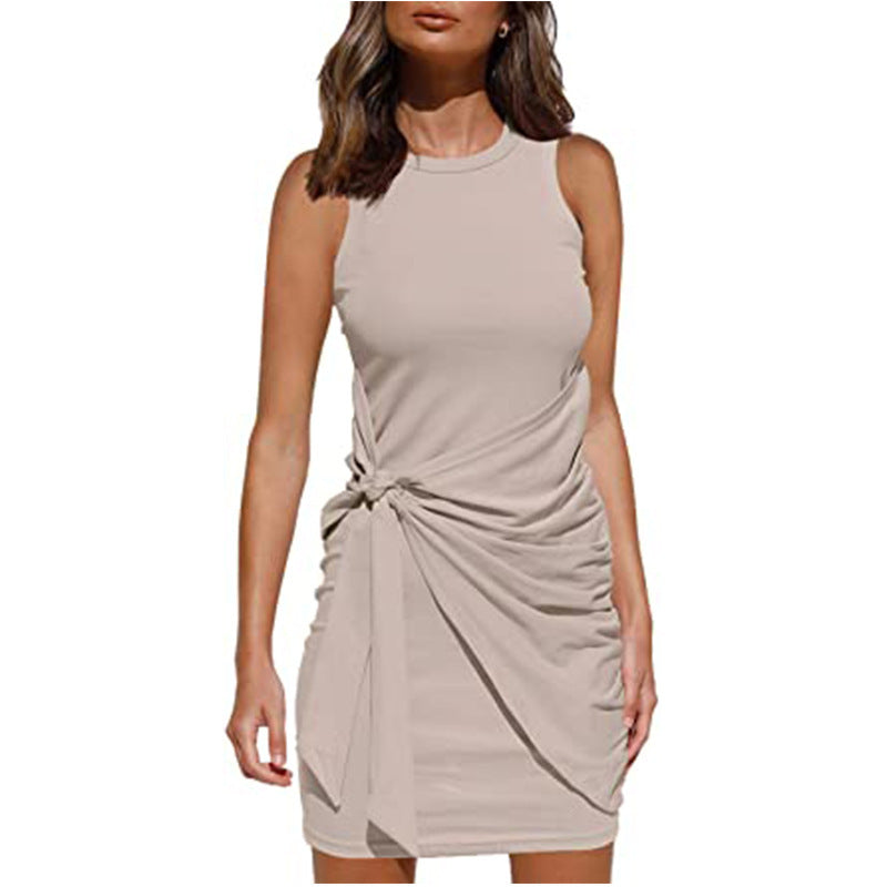 Chic and Stylish Draped Twisted Sleeveless Mini Dress