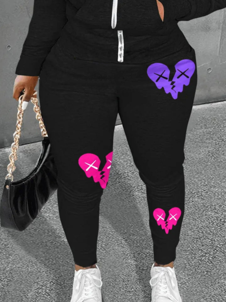 Ladies Comfortable Jogging Pants with Creative Heart Patterns Lune London