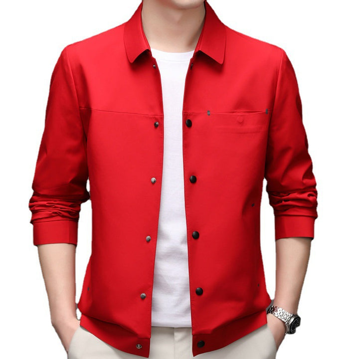 Elegant transitional jacket for men with practical snap button closure Lune London