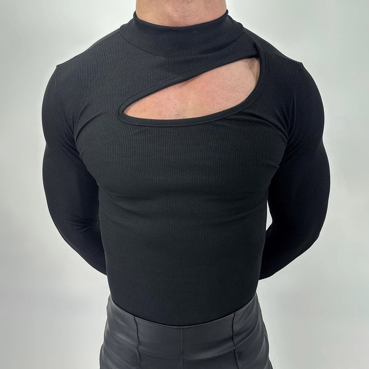 Long sleeve t-shirt for men with innovative neckline and breathable properties Lune London