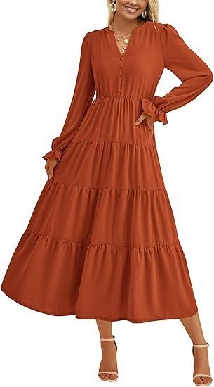 Long sleeve maxi dress for women with ruffles Lune London