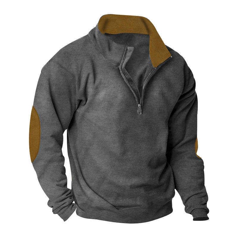 Men's fleece sweatshirt with high collar and stylish contrasting sleeves Lune London