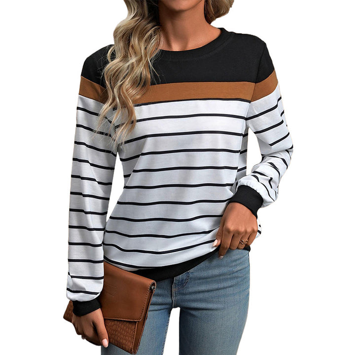 Trendy striped sweater for women with contrasting sleeves Lune London