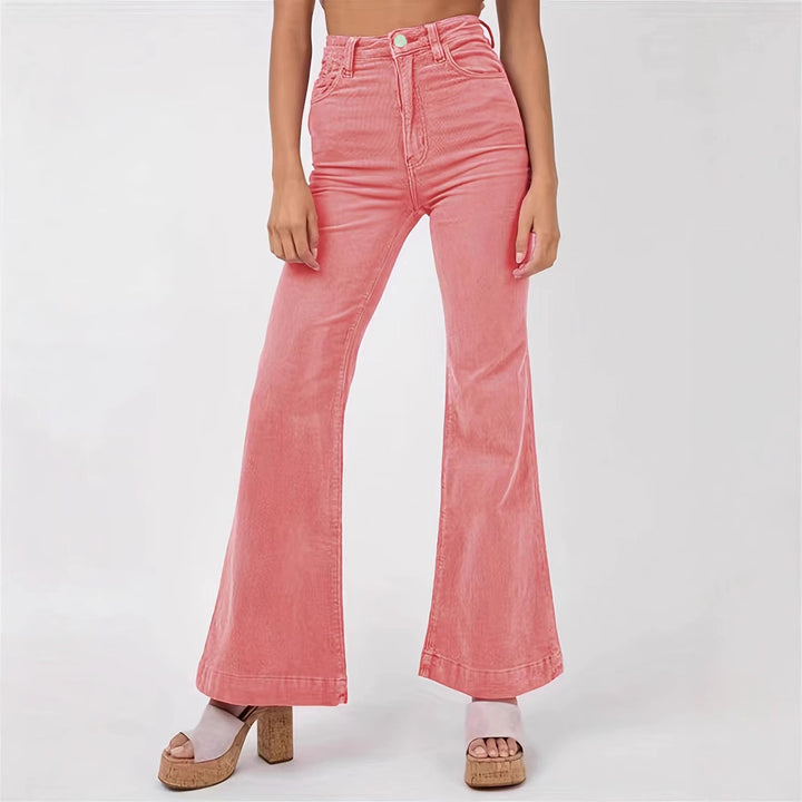 Wide high-waisted flared jeans for ladies Lune London