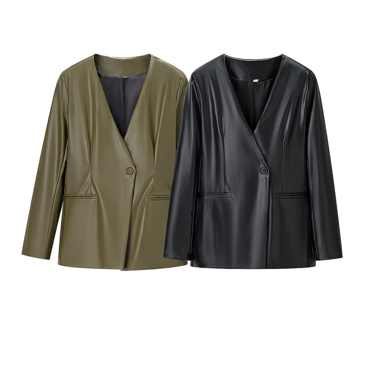 Lune London Elegant Faux Leather Jacket for Ladies