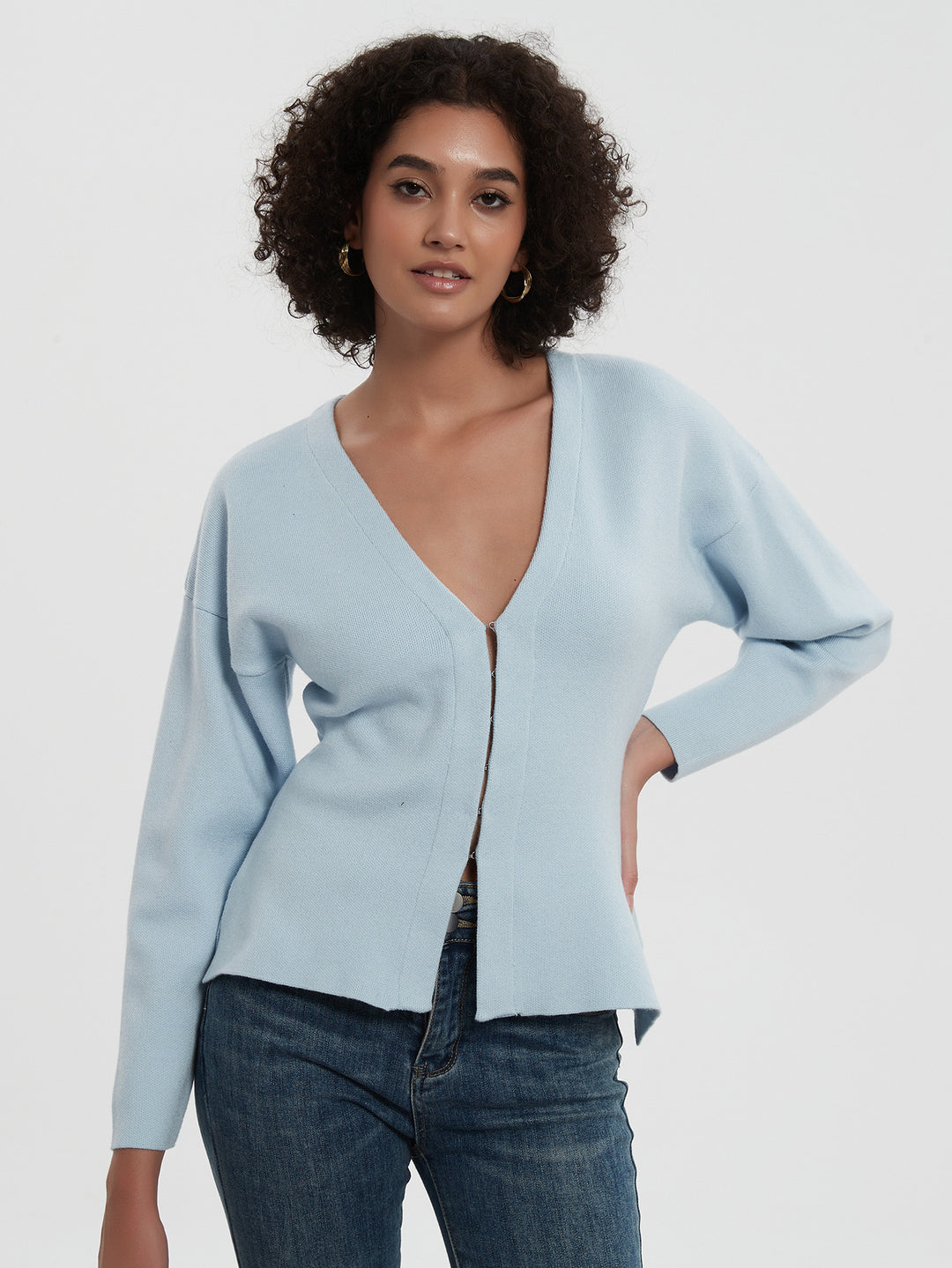 Ladies Chic and Stylish Modern Knit V Cardigan