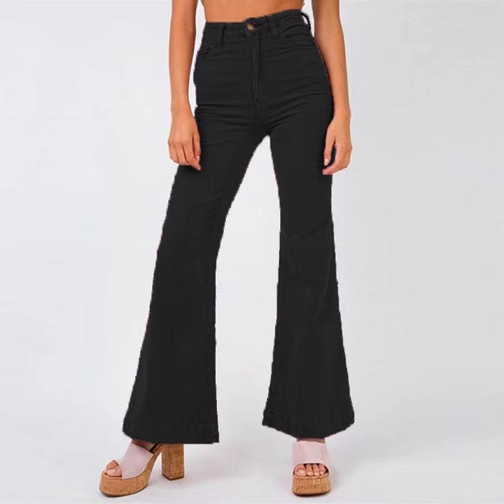 Flared pants for women with high waist and comfort belt Lune London