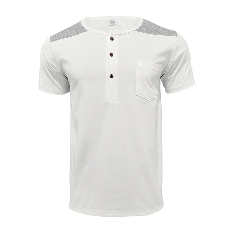 Men's short sleeve Henley t-shirt with textured design and practical chest pocket Lune London