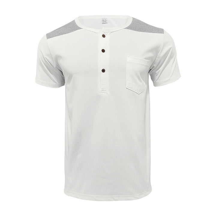 Men's short sleeve Henley t-shirt with textured design and practical chest pocket Lune London