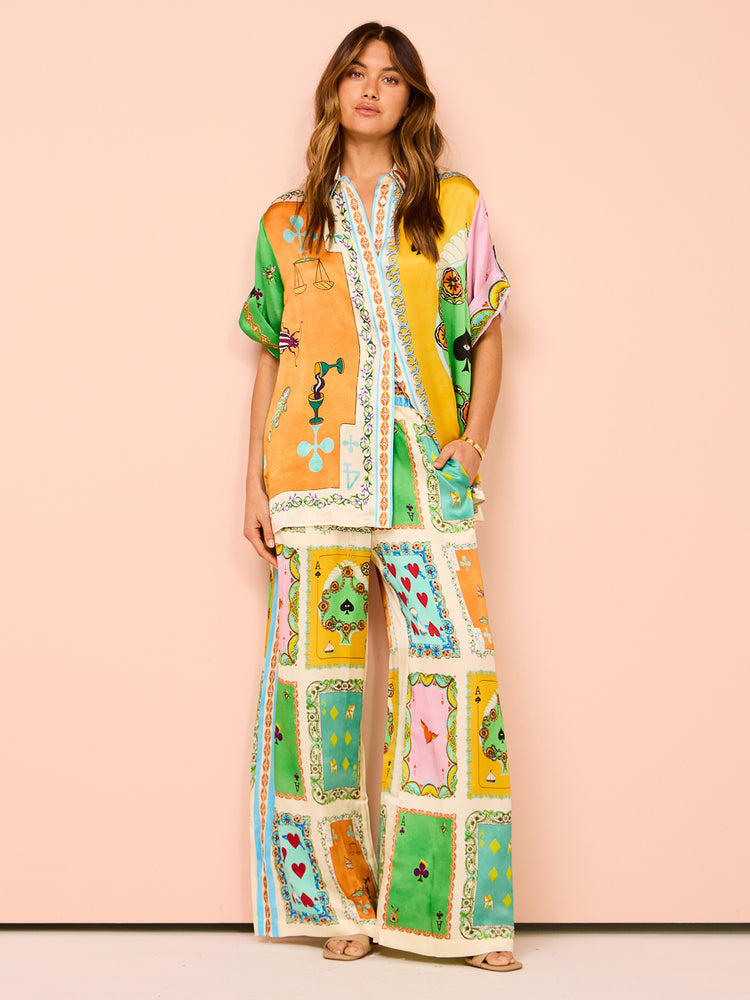 Chic & Stil colorful patchwork style two-piece outfit for ladies