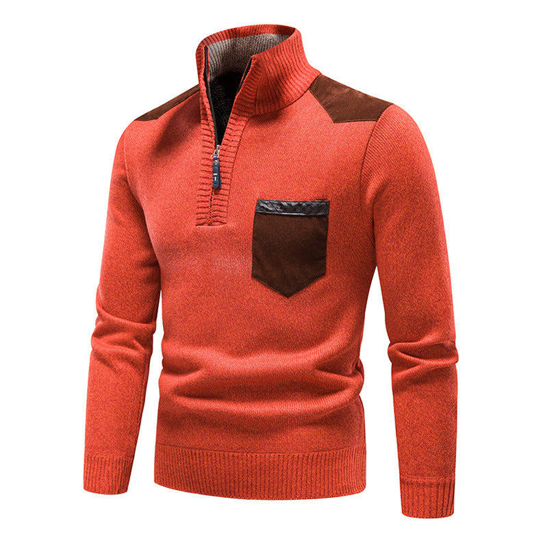 High-quality knitted sweater for men with modern zipper and practical chest pocket Lune London