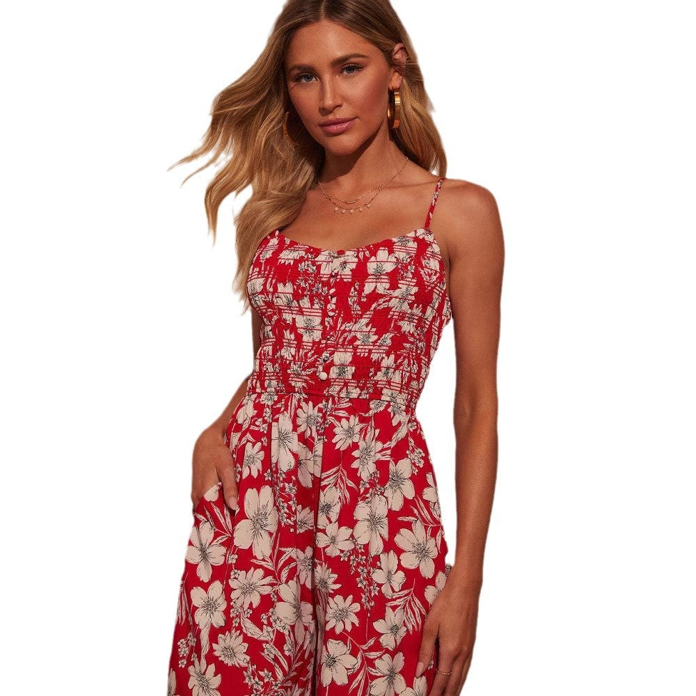Chic & Stil Women's Casual Elegant Maxi Dress with Floral Patterns