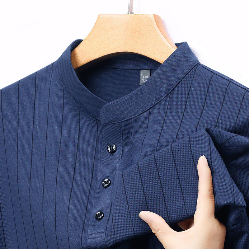 Men's polo shirt with an elegant striped pattern and a high-quality button placket Lune London