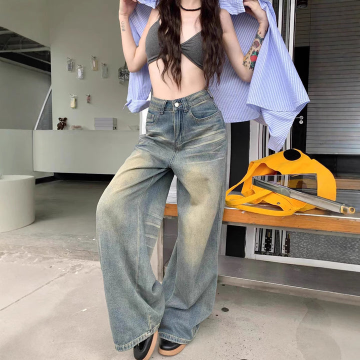 Jeans loose fit pour femmes avec effets vintage Chic & Stil