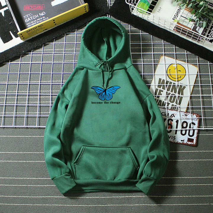 Women's hoodie with modern butterfly motif and inspiring inscription Chic & Stil