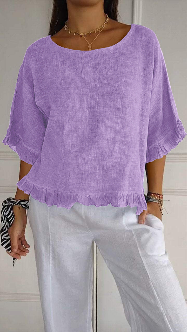 Casual blouse for women with gathered trim Lune London