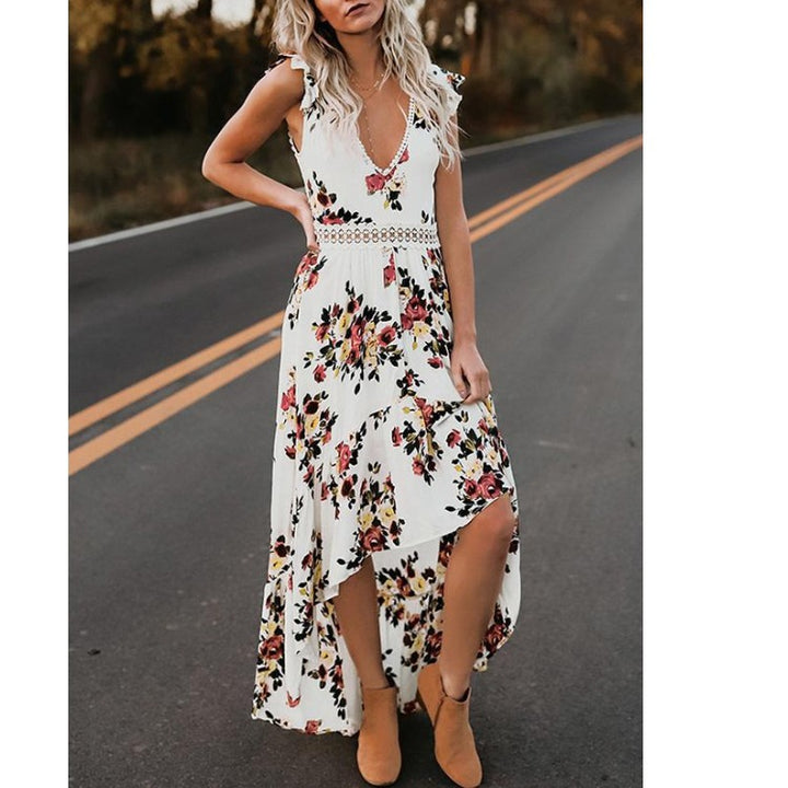 Ladies Floral High-Low Maxi Dress Lune London