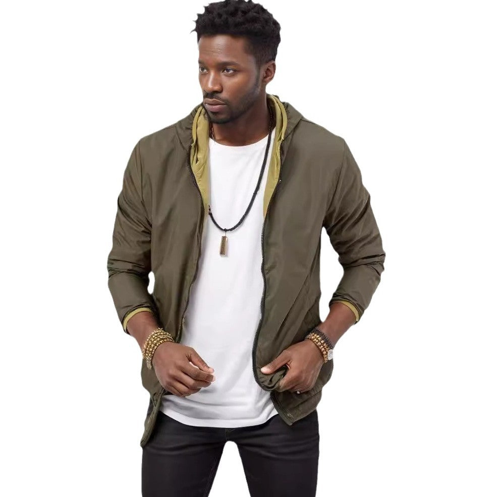 Lightweight transition jacket for men with adjustable hood Lune London