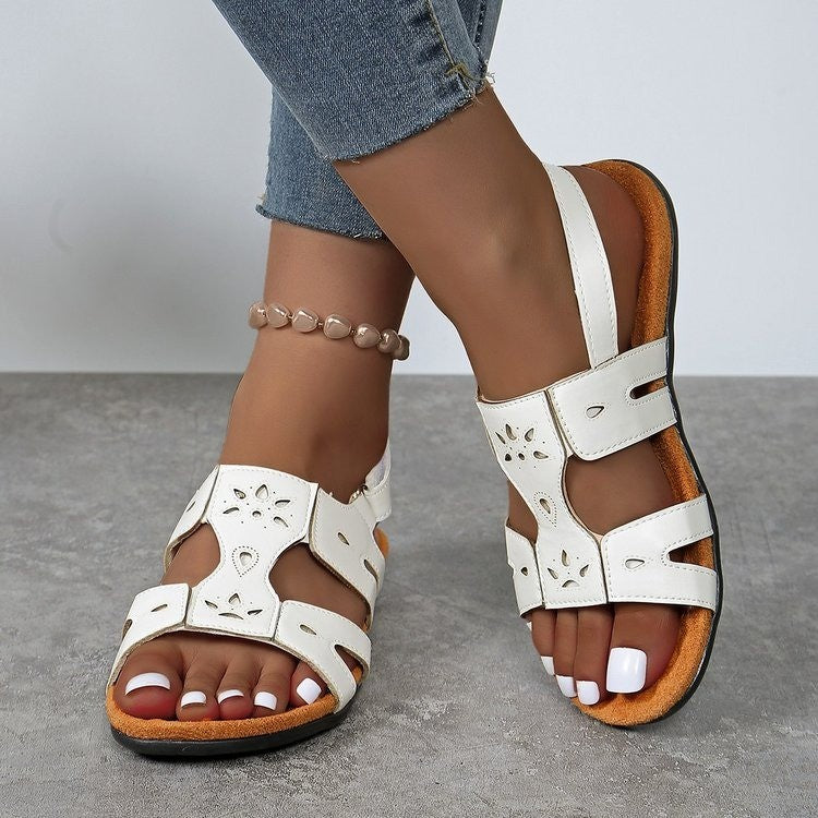 Comfortable strap sandals for women with elegant perforation and adjustable strap Lune London