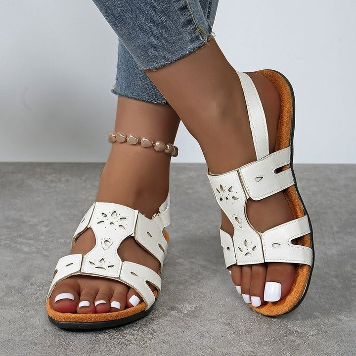 Comfortable strap sandals for women with elegant perforation and adjustable strap Lune London