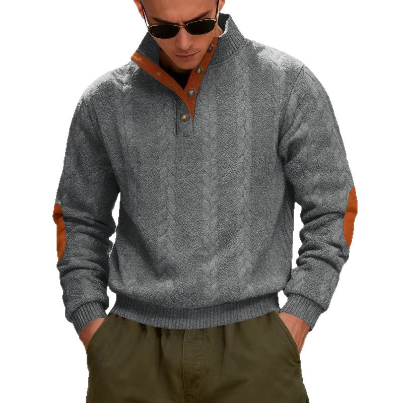 Men's knitted sweater with contrasting details and modern button closure Lune London