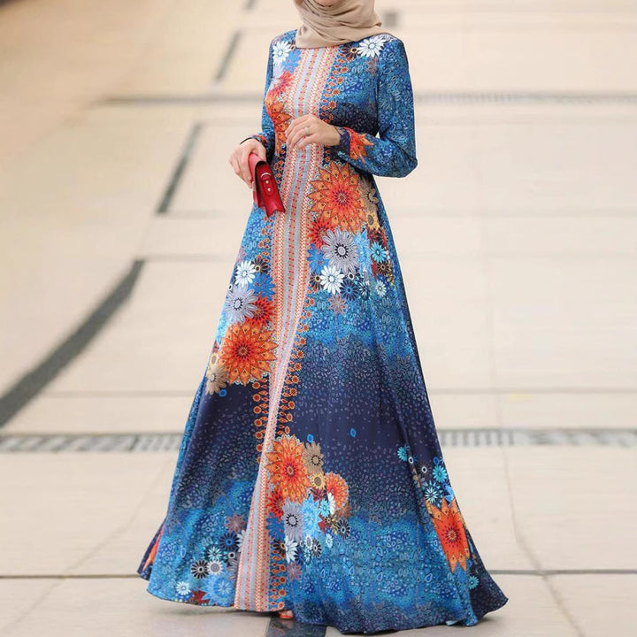 Maxi dress for women with floral accents and elegant, fluid cut Lune London