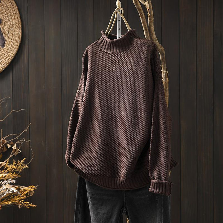 Pull en tricot décontracté pour femmes avec col montant Chic & Stil