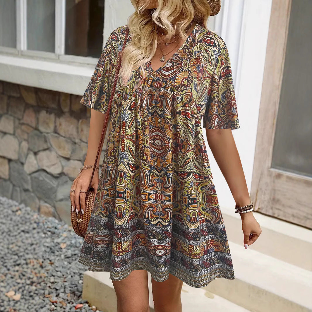 Ladies Bohemian Printed Floating Dress Lune London
