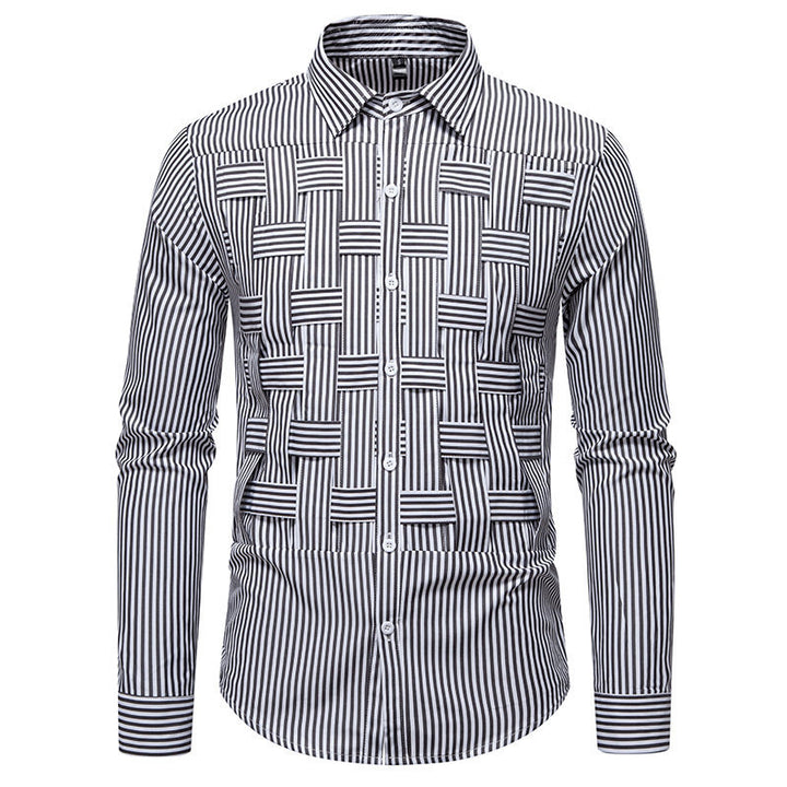 Men's long-sleeve shirt with a modern striped pattern and innovative structure Lune London