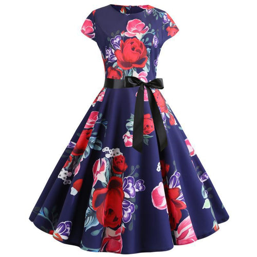 Robe midi femme avec des motifs floraux et jupe évasée Chic & Stil