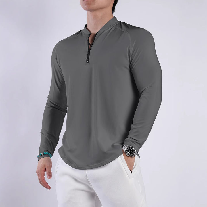 Men's Long Sleeve Sports Top with Half-Zip and Breathable Material Lune London