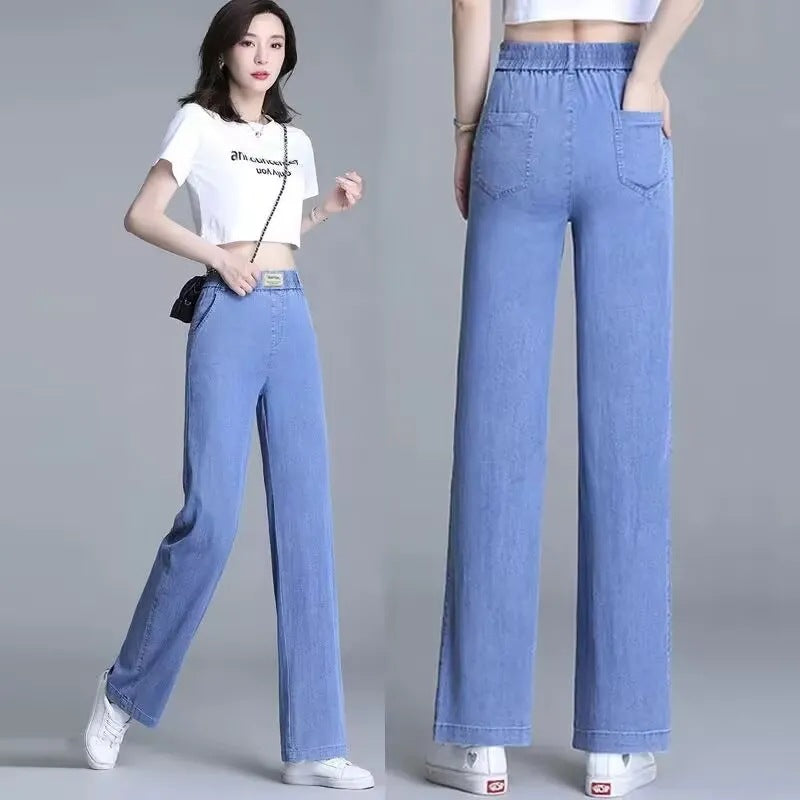 Women's Loose Jeans with Elastic Waistband and Practical Pockets Chic & Stil