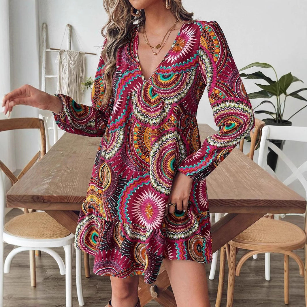 Lune London Bohemian Printed Mini Dress for Women