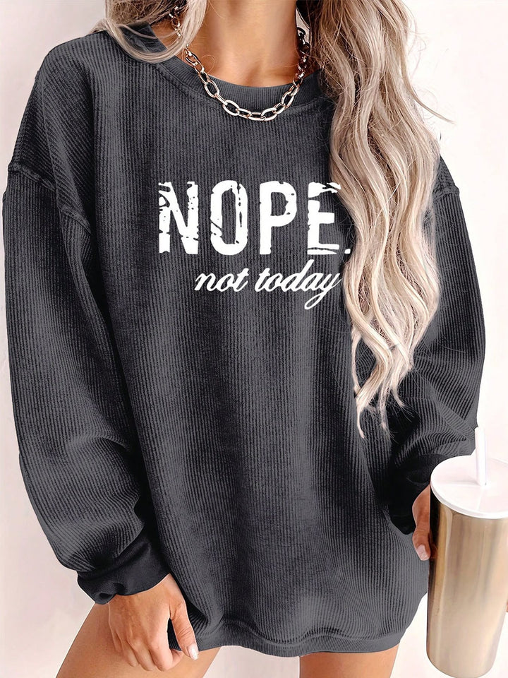 Casual sweatshirt for women with a textured fabric and a catchy slogan Lune London