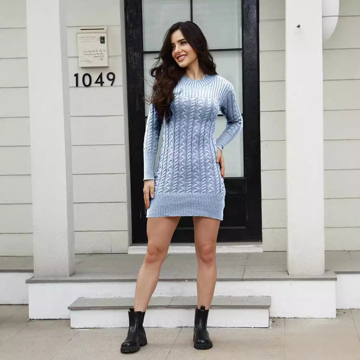 Knitted dress for ladies with a stylish twisted pattern and a fitted cut Lune London