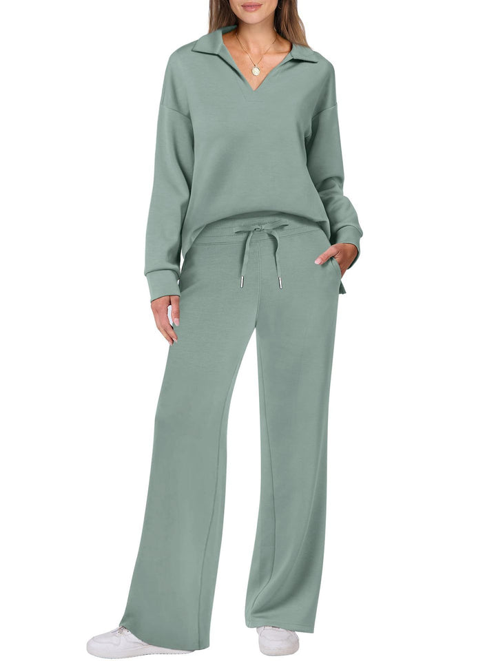 Women's loungewear in soft cotton blend with wide collar and wide leg Lune London