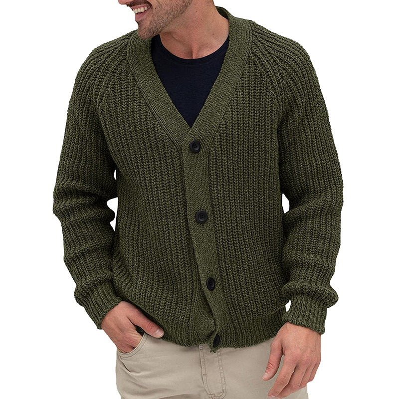 Men's knitted jacket with a coarse knit structure and elegant button details Lune London