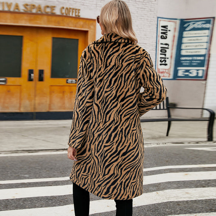 Luxurious animal fur coat for ladies with modern zebra pattern Lune London