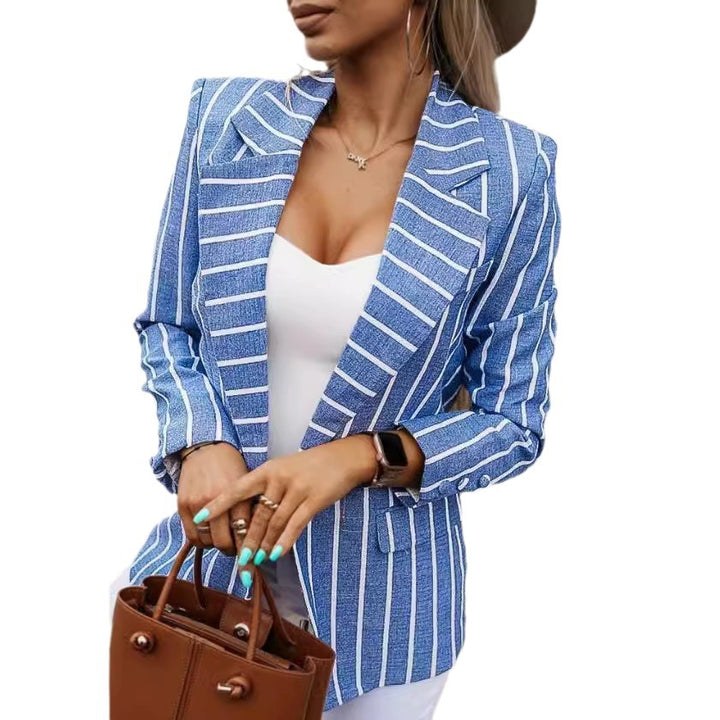 Ladies Elegant Striped Jacket with Fitted Cut and Long Sleeves Lune London