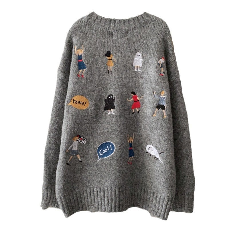 Pull en maille épaisse pour femmes avec broderie unique Chic & Stil