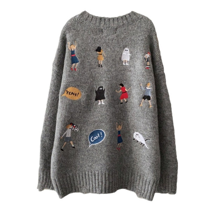 Pull en maille épaisse pour femmes avec broderie unique Chic & Stil