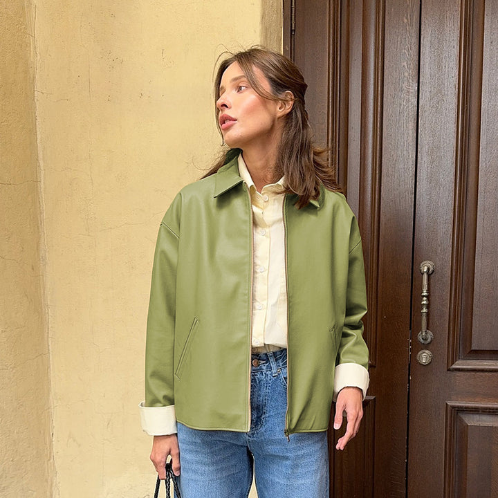 Ladies' faux leather jacket with a relaxed fit and modern design Lune London